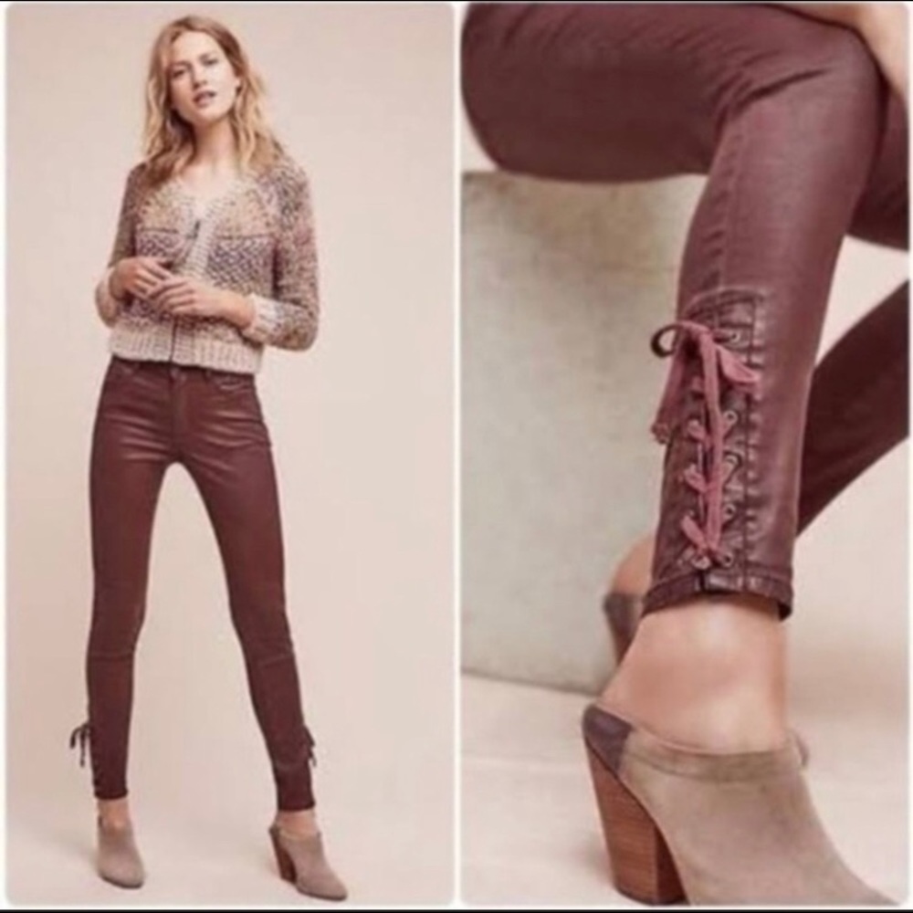 Pilcro and the Letterpress Burgundy Ankle Jeans